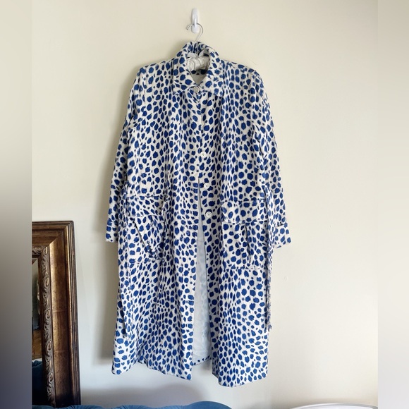 Maryam Nassir Zadeh Blue Leopard Print Coat S - Picture 2 of 4